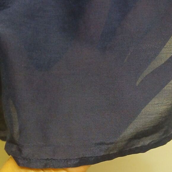 COLDWATER CREEK SEMI SHEER Navy Blue Short Sleeve Blouse Size M (10-12) - Picture 7 of 10